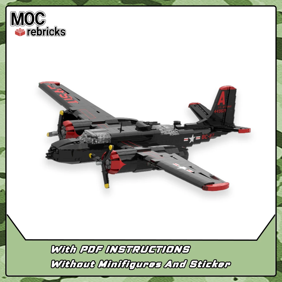 

MOC Light Strike Airplane A-26 Invader Building Block US Air Force Fighter Assembly Model Technology Bricks Toy Aircraft Gifts