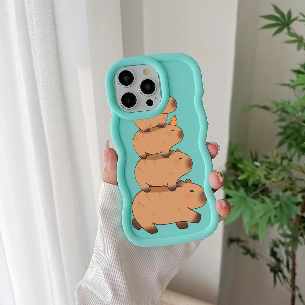 thumbnail image 1 of Bonita funda de teléfono Capybara para IPhone 15 14 13 12 11 Pro Max XR XS X 7 8 Plus SE20 Color caramelo funda trasera suave de TPU, 1 of 5