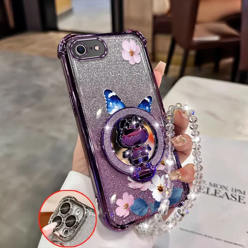Deeply Spread Wings Bracket Lanyard Phone Case Cover - Stylish Couple Design