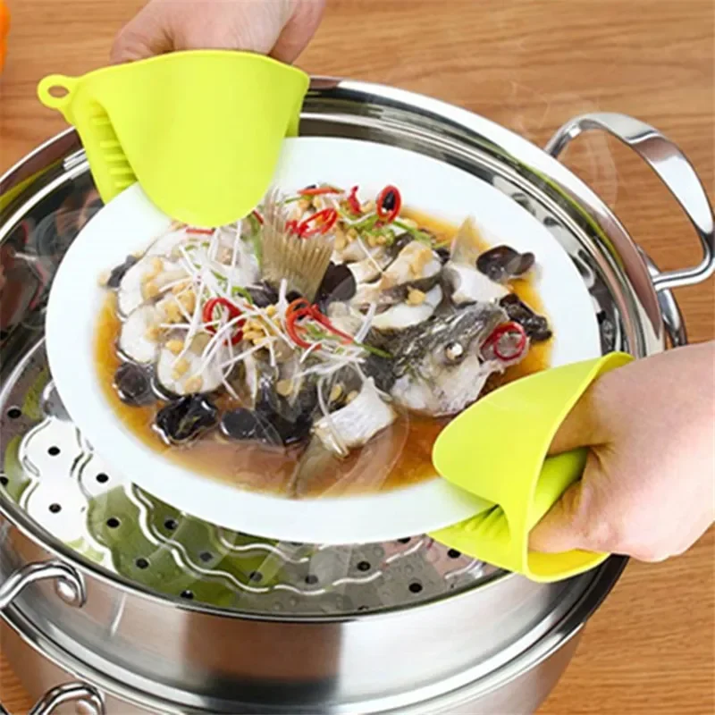 Silicone Heat Resistant Gloves Clips Insulation Non Stick Anti-slip Pot Bowel Holder Clip Cooking Baking Oven Mitts 1Pc silicone oven mitts kitchen gloves silicone oven gloves silicone oven protector