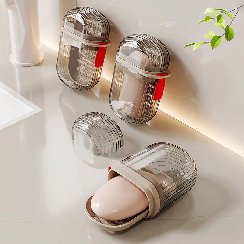 Houseeker Travel Soap Dish With Drain Portable Soap Box Dish Organizer Case Bathroom Outdoor Storage Box