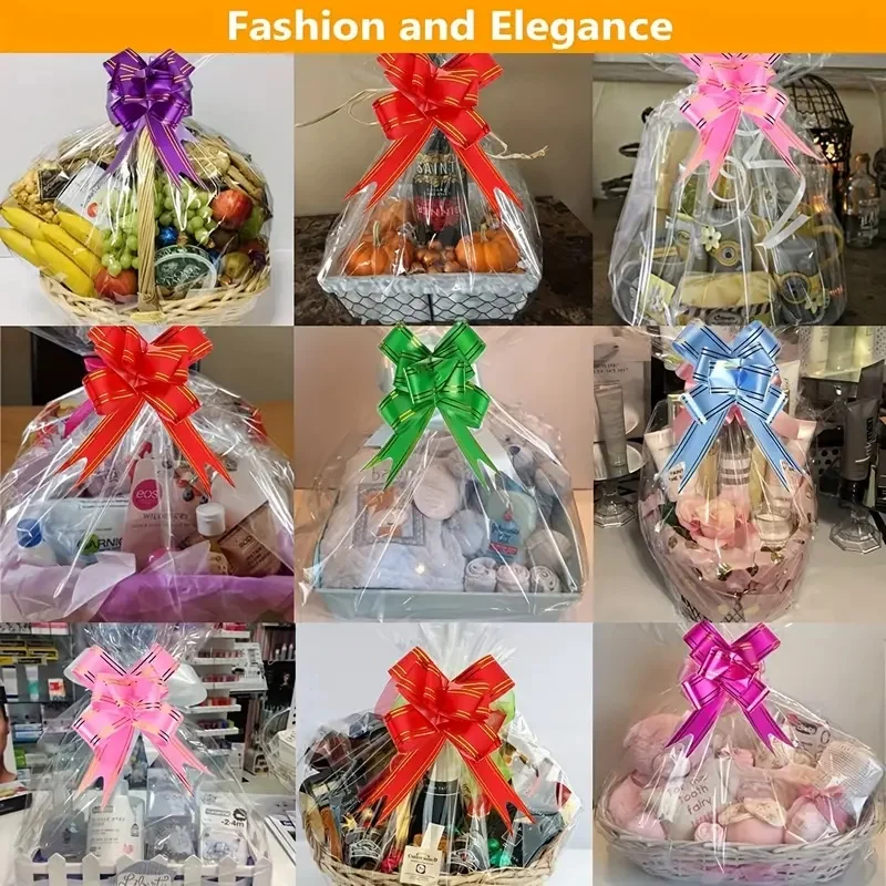 25/50 pct large clear cellophane bag with bow, perfect for gift baskets and gift wrapping Christmas New Year holiday decorations 5
