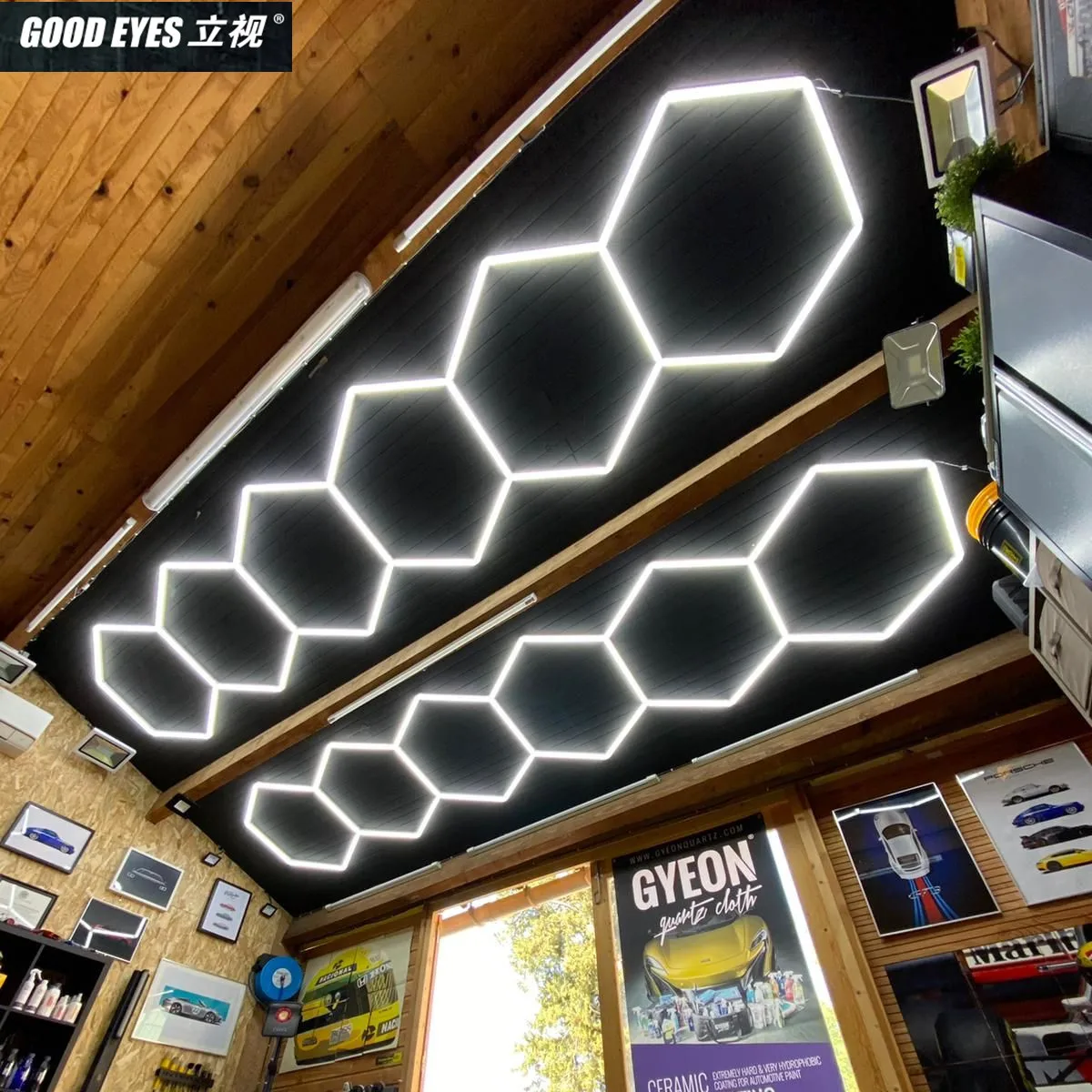

Customized One Row Hexagon Lights Garage Led Tube Ceiling for Barbershop Salon Car Beauty Wash Workshop