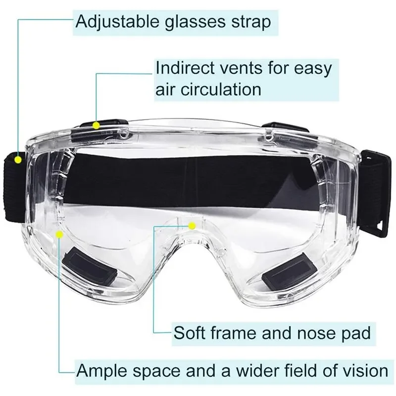 Protective Goggles Protective Glasses Safety Goggle Anti Splash Dust Proof Work Lab Eyewear Eye Protection Industrial Research Safety Glasses Clear Lens