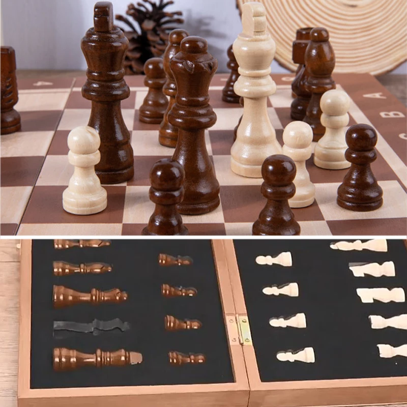 4 Queen Mahogany Chess Set Wooden Chess Game King Height 80 Mm Chess Pieces  Folding 39*39 Cm Chessboard Table Game - Chess Games - AliExpress