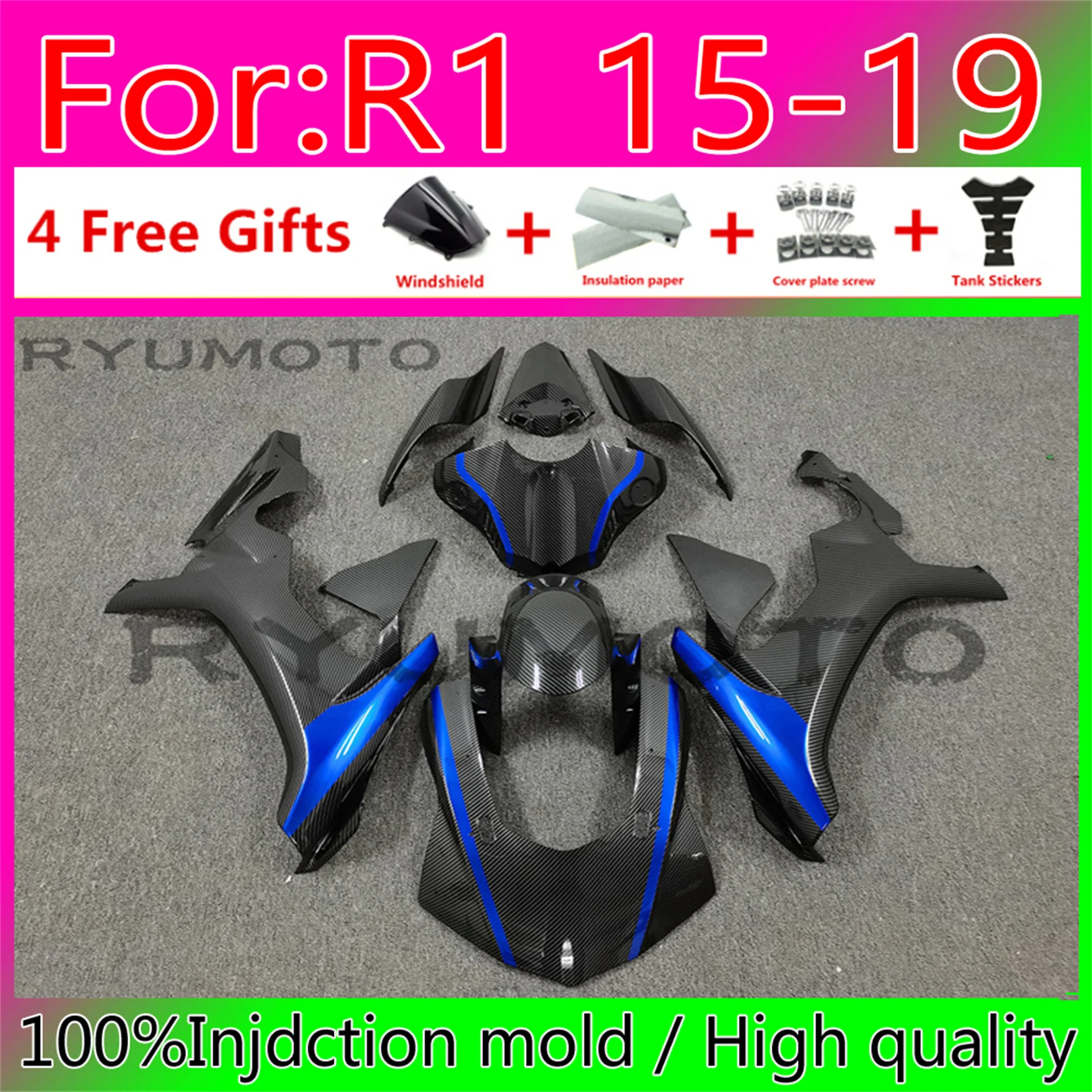

Новый комплект обтекателей из АБС-пластика 100% подходит для YAMAHA YZFR1 2015 2016 2017 2018 YZF R1 15 16 17 18 19 YZF1000 обтекатели