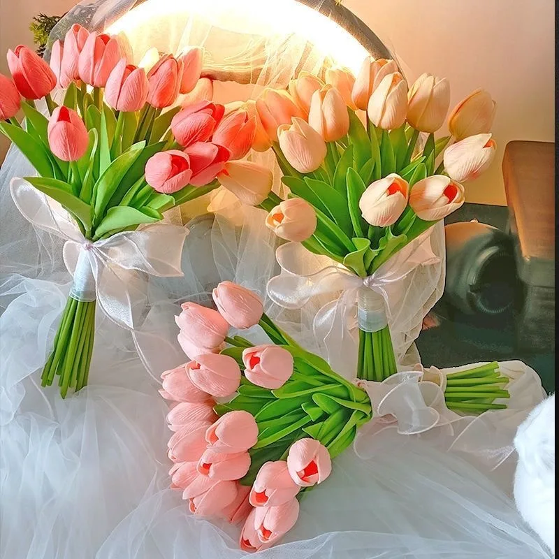 

11/21PCS Tulips Flowers Artificial Tulip Bouquet PE Foam Fake Flower for Wedding Decoration Mother Day Gifts Home Garden Decor