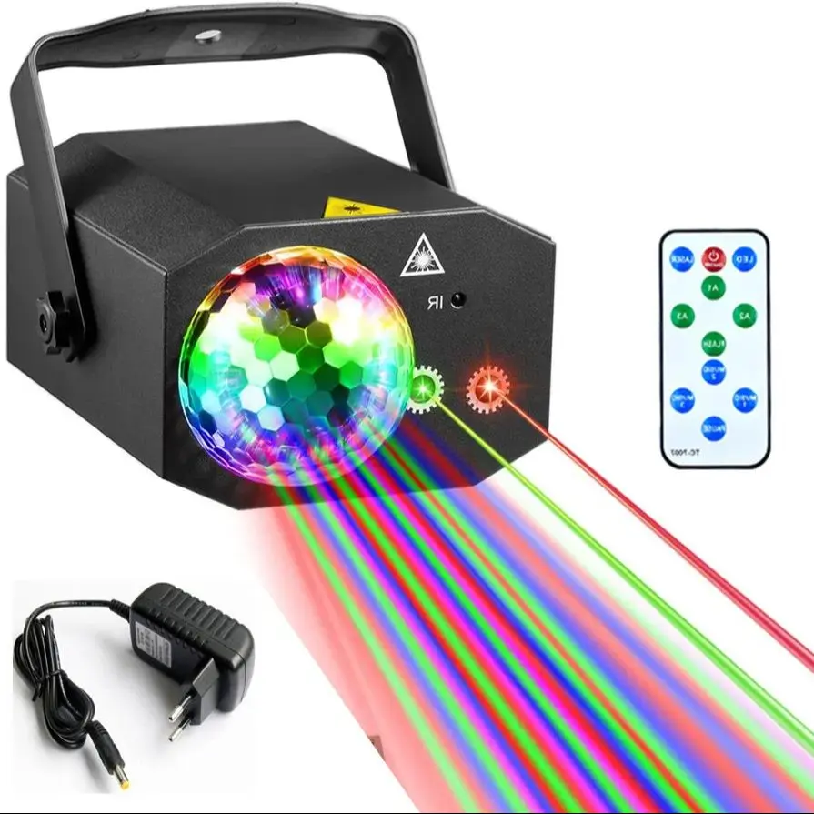 

JCDG 3in1 Disco Laser Light Disco Ball Red Green Blue Projection Light Stage Effect DJ Home Party Christmas Club Decoration