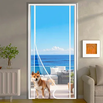 TYMF Magnetic Door Screen Window Mosquito White Mesh Custom Size Fiberglass Mesh Detachable and Washable Pet Door Bedroom Door