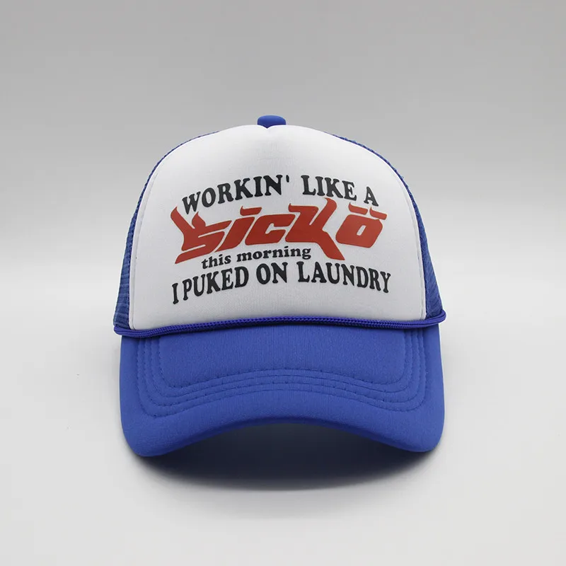 Vintage Sicko Street Letter Trucker Hat Mesh Hats 3D Print Baseball Cap Hip Hop Decoration Caps