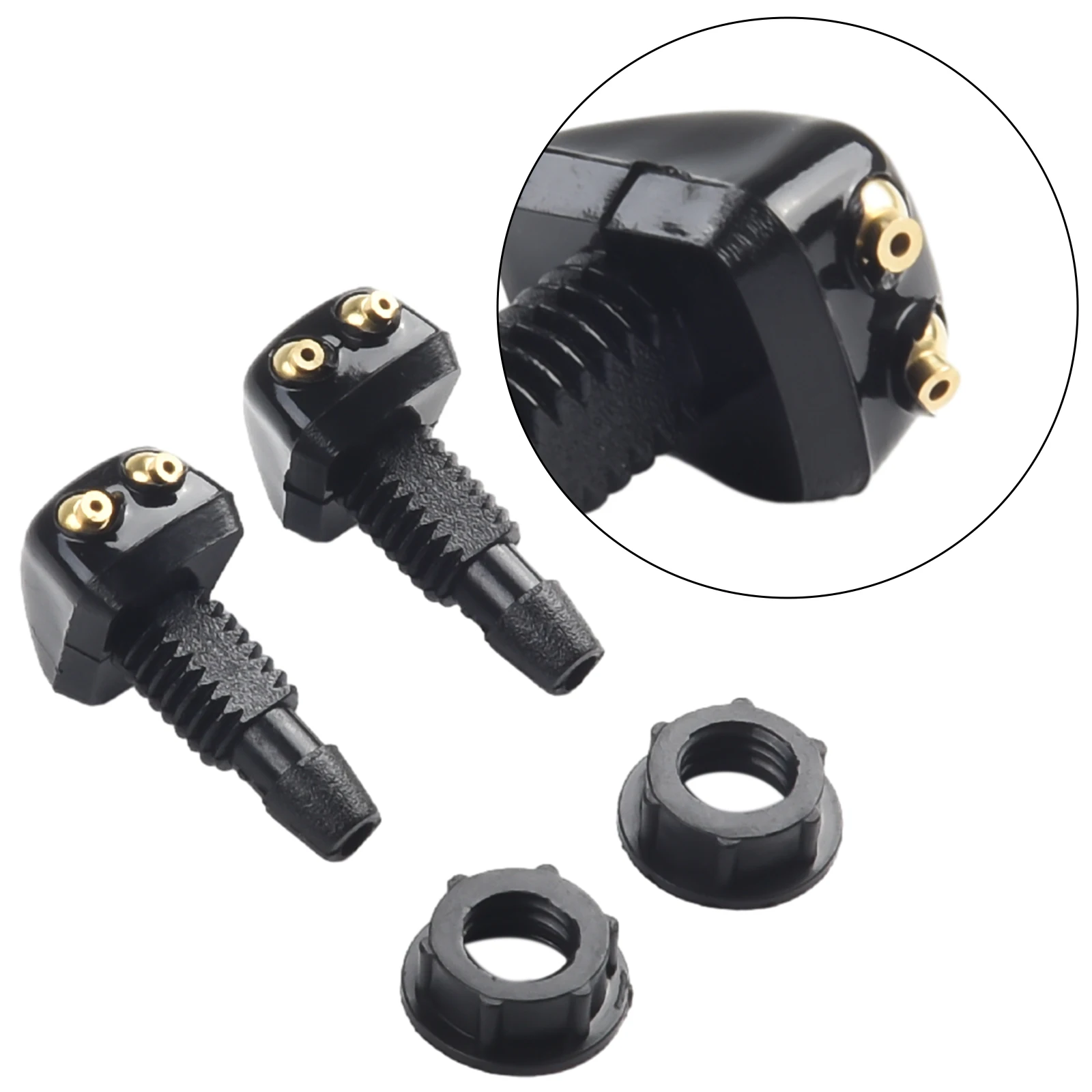 

2Pcs Car Dual-Holes Windshield Washer Nozzle Wiper Water Spray Jet Adjustable ABS Plastic Black-Wear Parts Windscreen Wipers