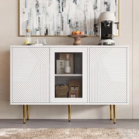 KOMHTOM 3 Doors Metal Feed Glass Doors White Dresser