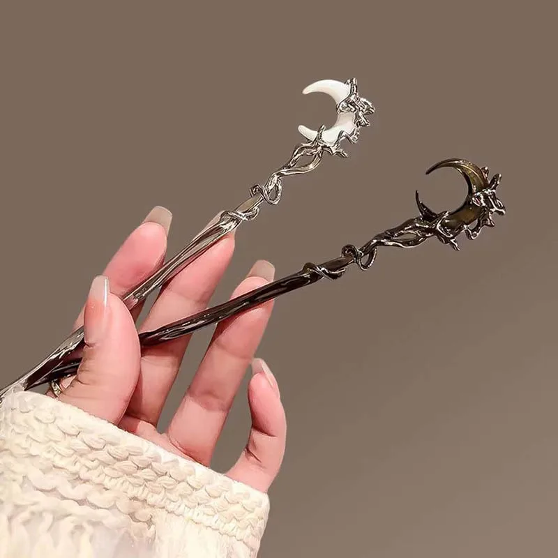 Crescent Shaped Hairpin Women Chinese Style Irregular Metal Personalized Simple Versatile Hair Accessories Exquisite hair accessory,jewelry accessories