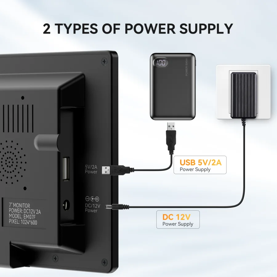 Eyoyo-monitor de Secretária com Altifalantes Incorporados Ecrã Industrial Hdmi Pequeno Vga av Resolução 1024x600 Controlo Remoto de Suporte 7 - Imagem 3