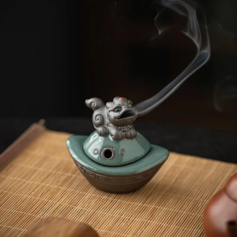 Chinese Pixiu Mini Incense Burner - Feng Shui Wealth Luck Decor for Home Office, Meditation & Zen Altar Use