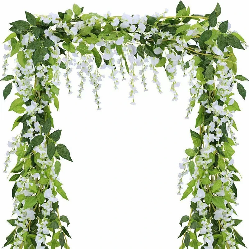 1Pc Fake Wisteria Leaf Wall Hanging Artificial Vines Faux Green