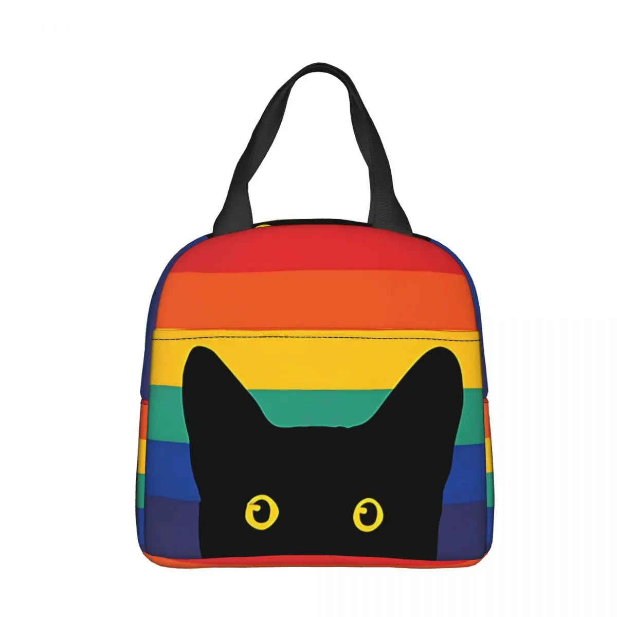 

Изолированная Радужная сумка для ланча с изображением кота, женская детская сумка-холодильник, термопереносной Ланч-бокс, сумка-тоут для льда