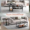 Coffee Table, Modern Style Coffee Tables for Living Room Marble Center Table with Storage 2 in 1Detachable Table Set,Black 4