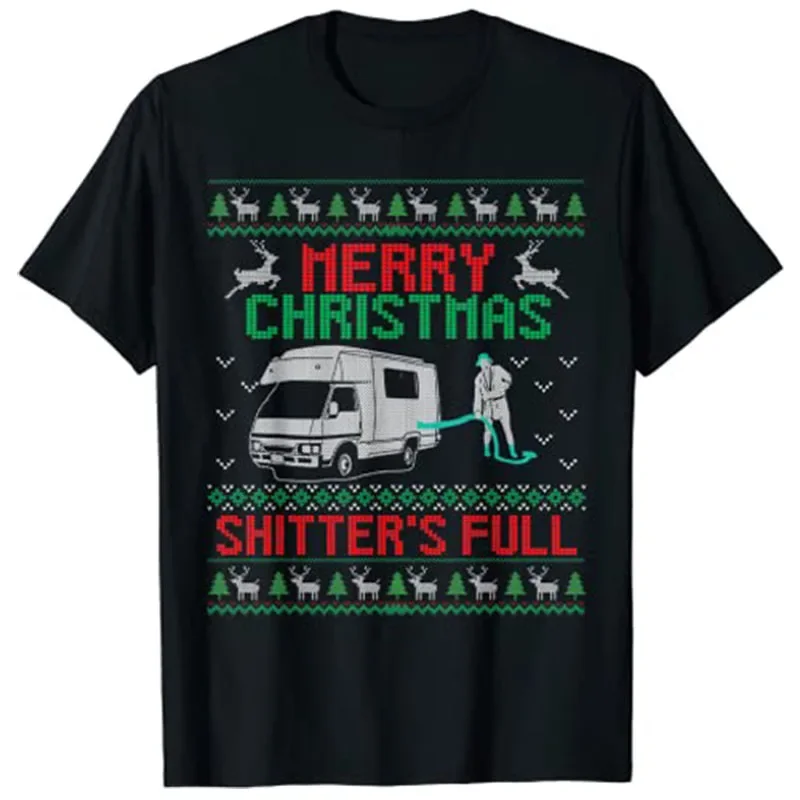 

Funny Xmas Pajama T-Shirt Merry Christmas Shitter Sweater Was Full