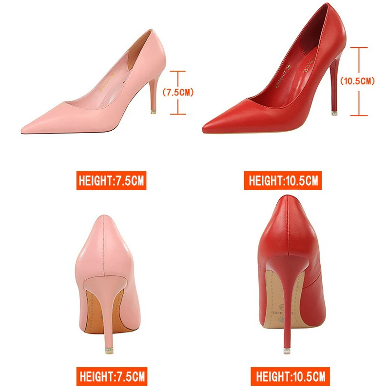 Shoes Women Pumps Pu Leather High-heeled Shoes Fashion Wedding Shoes Stiletto Heels Sexy Party Shoes Large Size 42 43