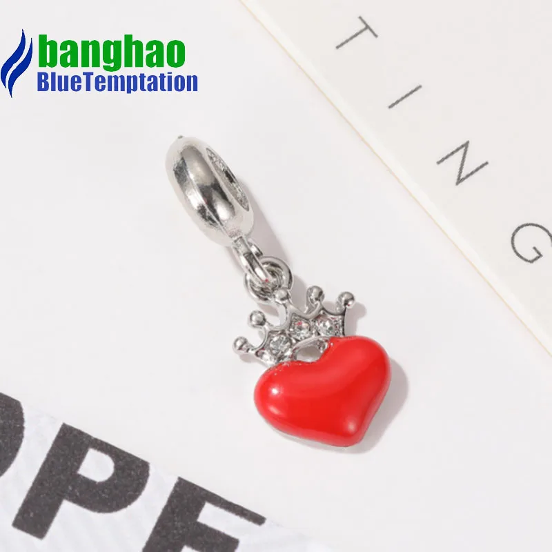 Wholesale DIY Fashion heart crown Charm for making accessories for jewelry alloy pendants bracelets beads DGB1218