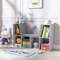 Kids Cube Organizer with Lounge Chair and Large Cube Shelving, Grey 2