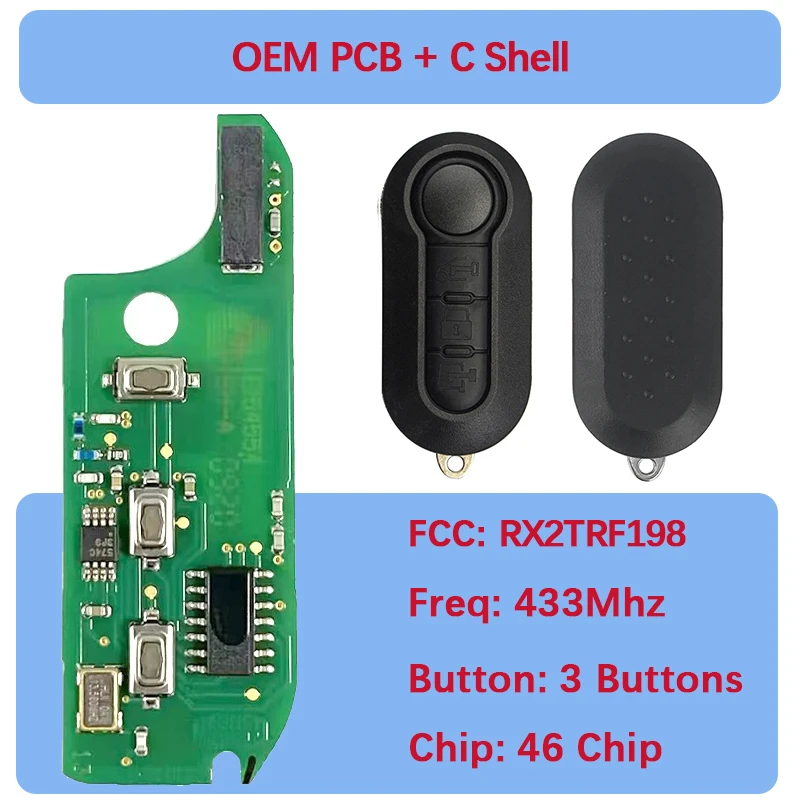 CN017002 Original PCB 3-Tasten-Fernbedienung PCF7946 ID46 Chip 433Mhz Marelli System RX2TRF198 SIP22 Schlüsselblatt für Fiat Ducato Bravo 500L – Detail 10