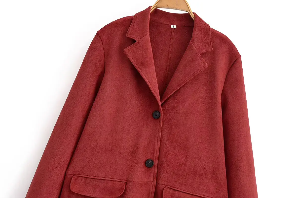 Woman Solid Suede Overcoat Female Autumn Winter Casual Long Sleeve Faur Wool Long Coat Lady Elegant Outwear Jackets Streetwear