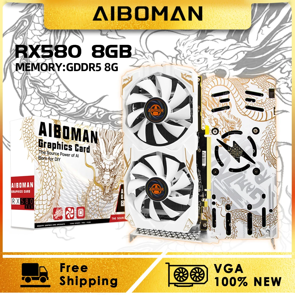 AIBOMAN AMD RX580 8GB Graphics Card GDDR5 256Bit 2048SP Dragon Series  Gaming Video Cards Desktop Computer component - AliExpress
