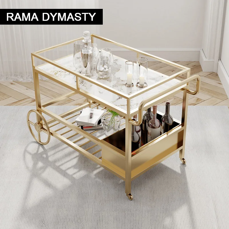 Dining Cart Trolley Hotel Commercial Restaurant Mobile Cake Delivery Stainless Steel Multi-Functional Hand Push Household Wine C