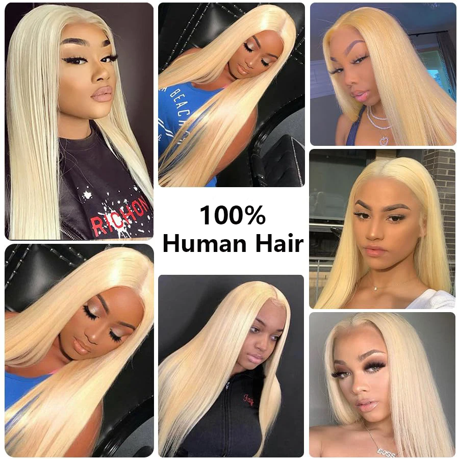 613 Honey Blonde Bundles Brazilian Straight Human Hair Bundles 1/3 Honey Blonde Hair Weave Extensions 26 28 30Inch