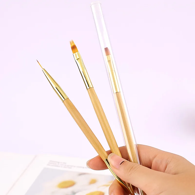 1/3Pcs Double Sided Bamboo Nail Brush Gel Brush For Manicure UV Gel Extension Pen For Nail Polish Painting Drawing Brush Tools 3