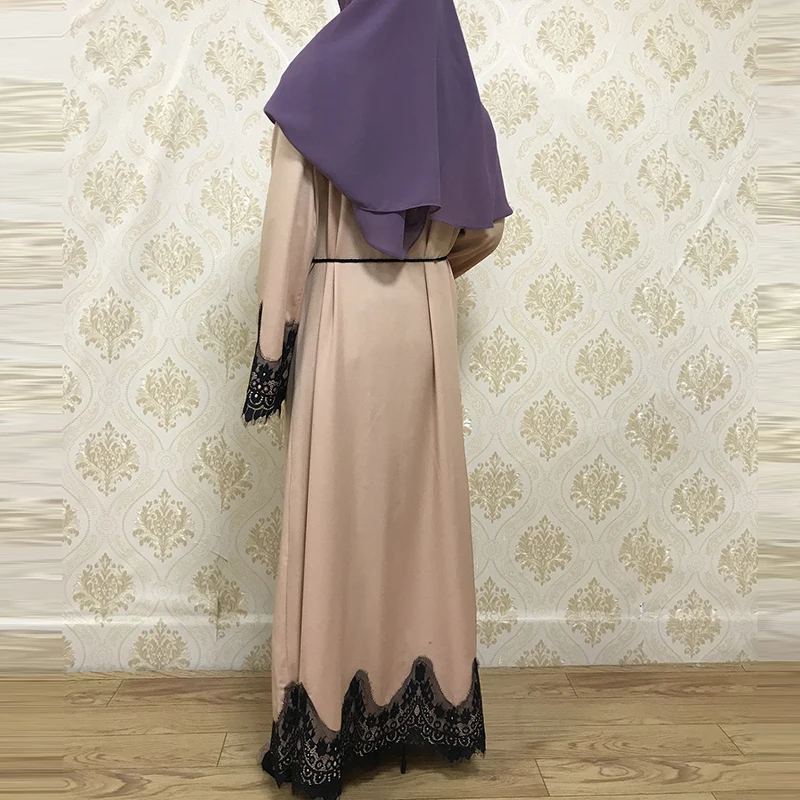 MISSJOY Lace Lace Long Sleeve Lace Robe Elegant Lace Muslim Robe Loose Cardigan Dubai Turkish Lace Patchwork New Robe