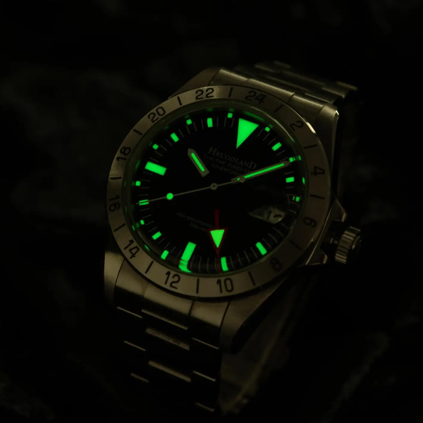 Hruodland F023 Retro Men Classic GMT Watches Sapphire Glass