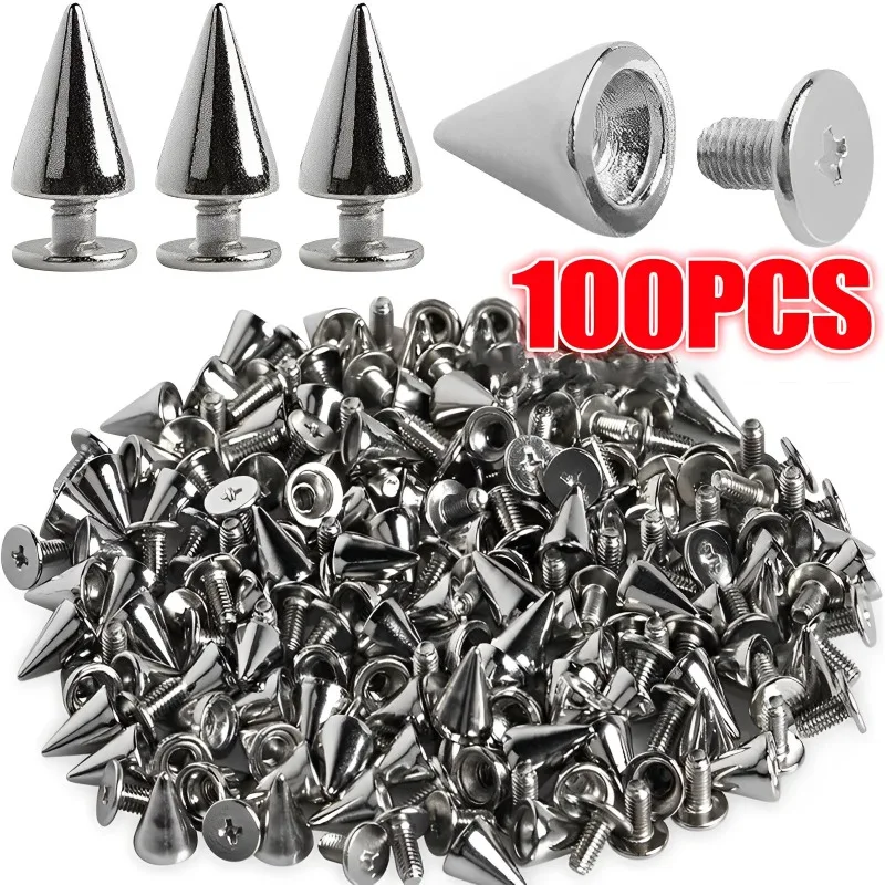 Silver Cone Studs and Spikes Metal Double Cap Rivets Stud Round Nail Rivet DIY Clothes Shoes Bag Clothing Accessories Wholesale