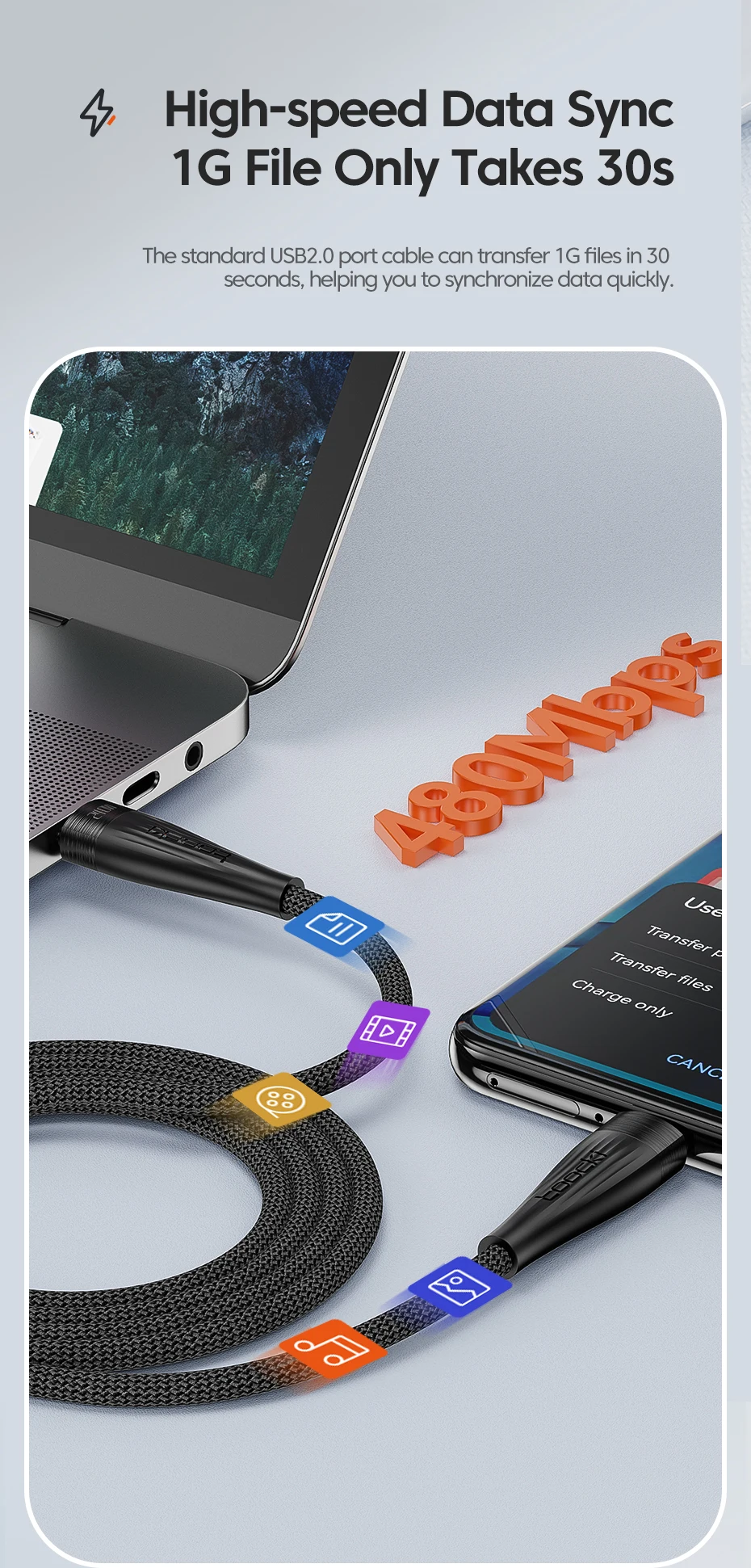 USB C To USB C Cable 240W 100W 60W PD3.1 QC4.0 Fast Charger Charging Laptop Cabl