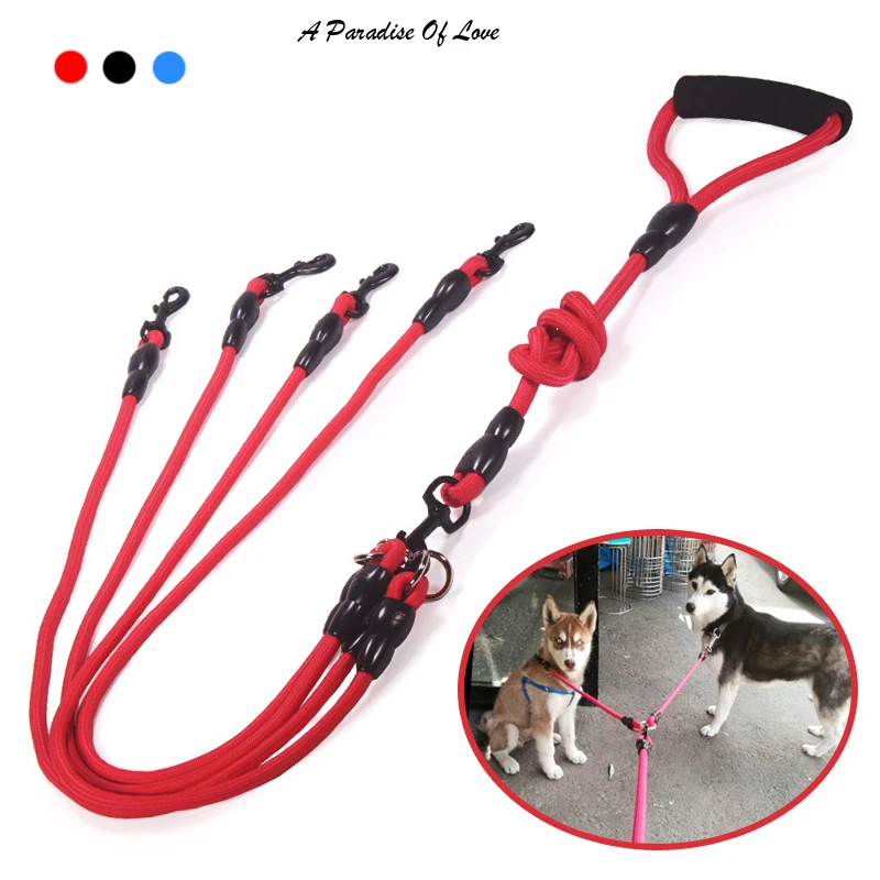 

Dogs Collars Pet Nylon Rope Double Dual Heads Leash 2 Way Coupler Walk Two And More Harness Leads Dog Leashes