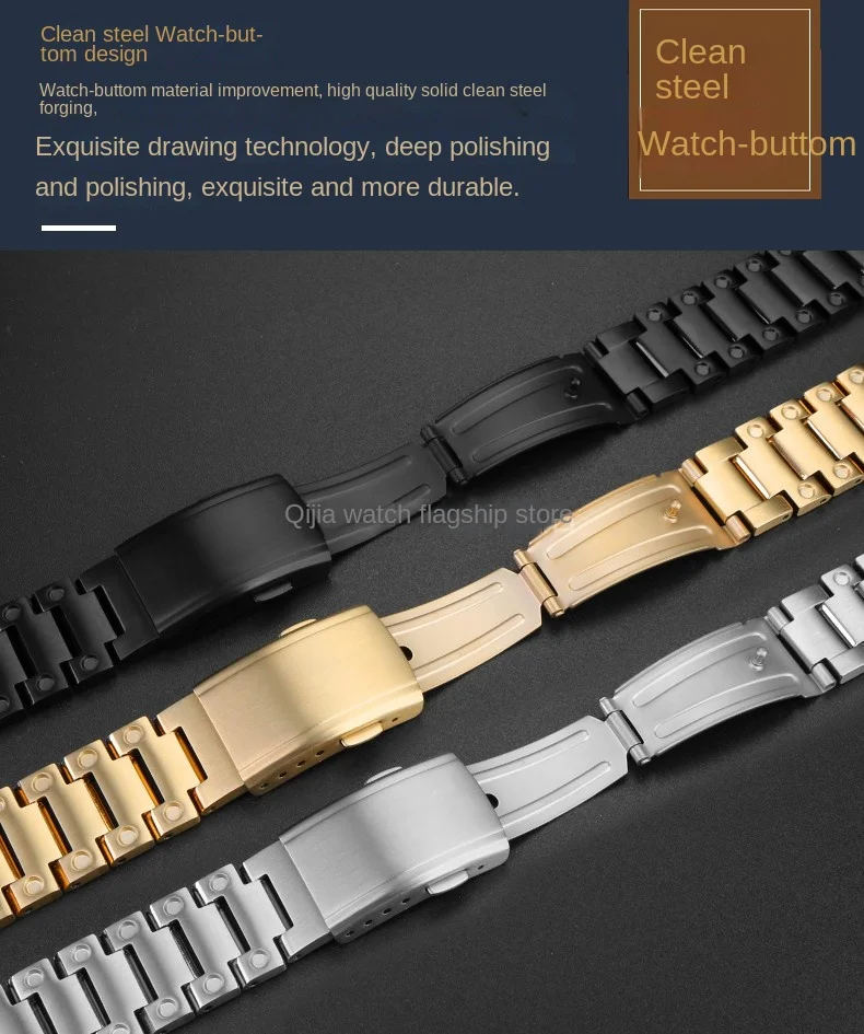 Für Casio G-SHOCK Metallgehäuse Armband Edelstahl Anzug DW5600/GW-M5610/5000 GW-B5600 Modifiziertes cooles goldenes schwarzes Armband – Detail 4