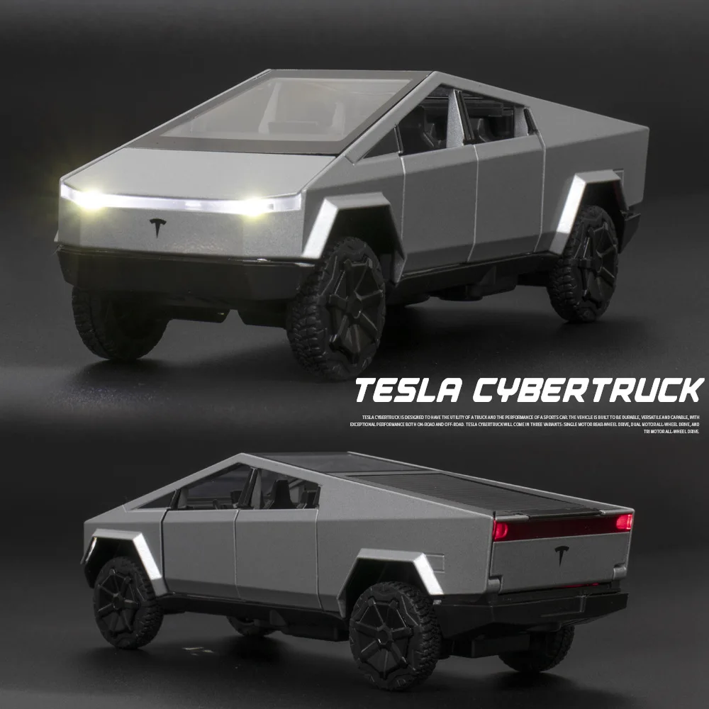1:32 Tesla Cybertruck Pickup Alloy Car Model Diecast Toy Vehicle Sound and Light Simitation Cars Model Toys Gift 3