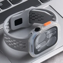 Durable TPU Case with Silicone Bands for Apple Watch - Protective Cover Set (Grey)