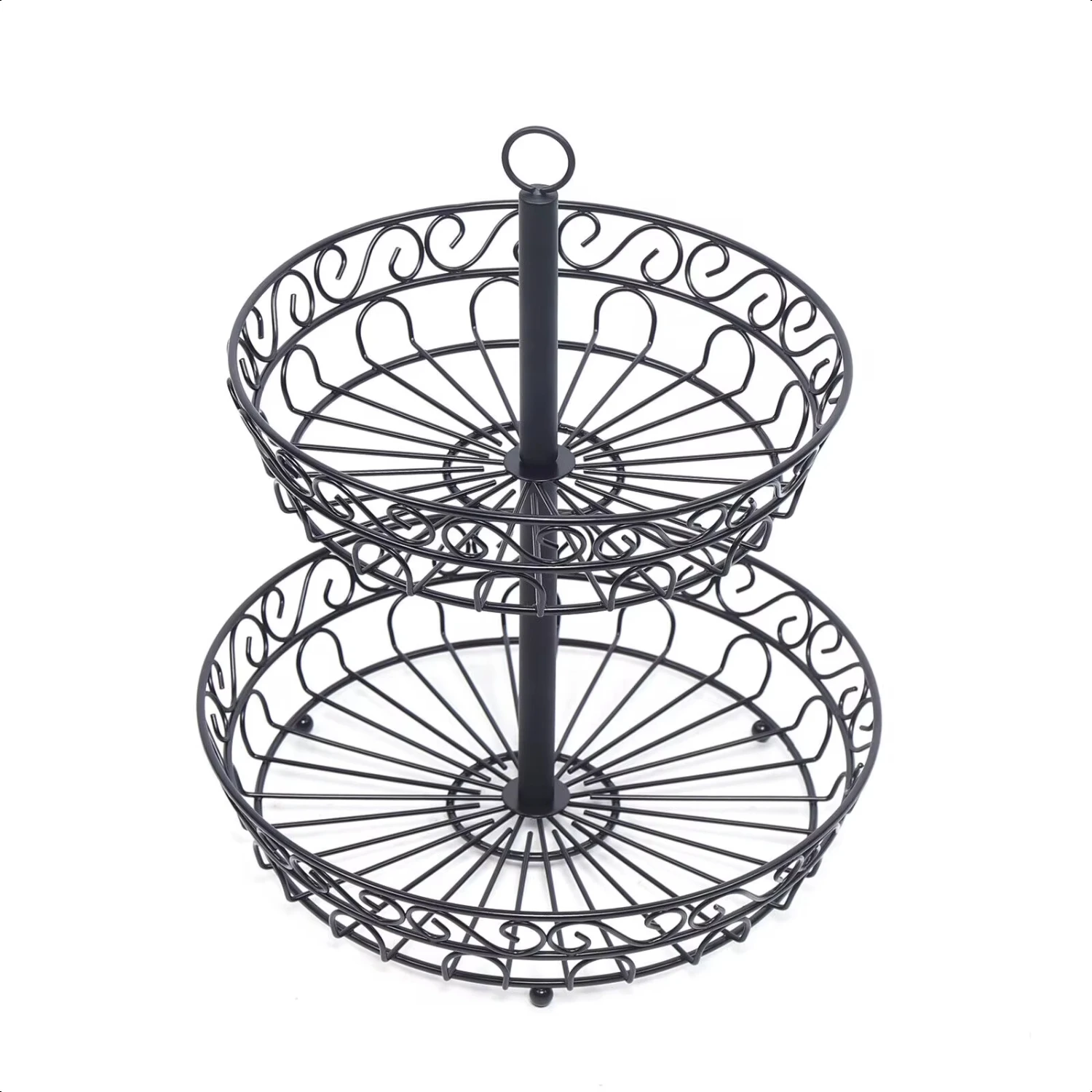 2 Tier Fruit Bowl Tray Countertop Holder Iron Stand Vegetable Snack Rack
