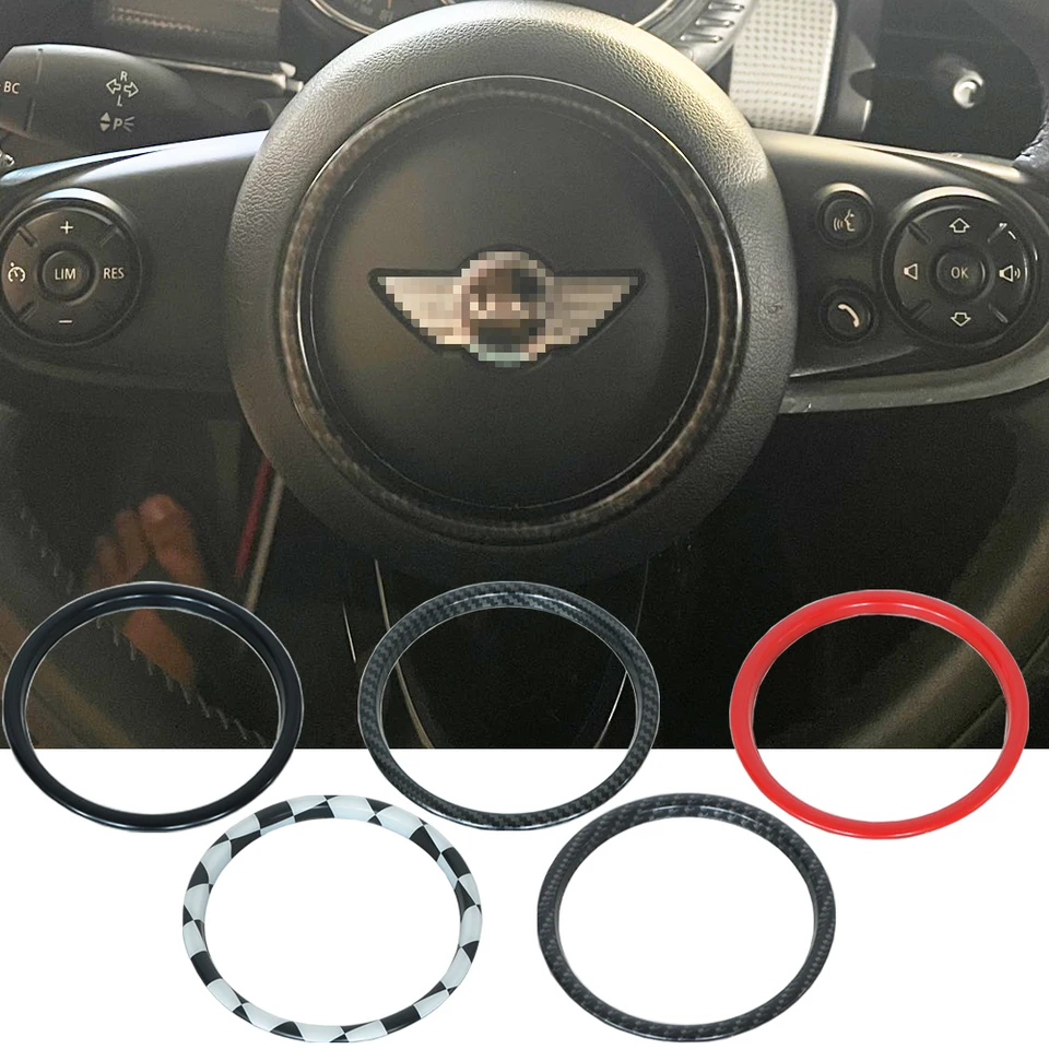 Autostyling interieur Koolstofvezel Patroon Stuurwiel Knop Cover Sticker Interieur Voor MINI Voor Cooper S JCW F60 F55 F54 F56 F57 auto-styling Auto-interieurbekleding (Kleur : 5 The Black Flag B