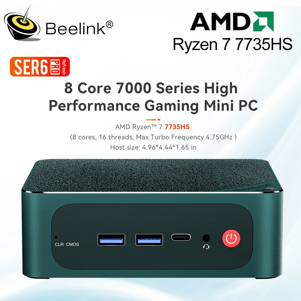 Beelink SER6 PRO 7735HS 6800H 6600H Mini PC Win11 AMD Ryzen 7 DDR5 32GB SSD 500GB PCIe4.0 Wifi6