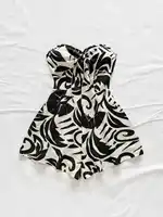 Women's Vacation Spring/Summer Carnival Cruise Party Watercolor Silhouette Printed Lace up Front Knot Loose Strapless jumpsuit - Image 4