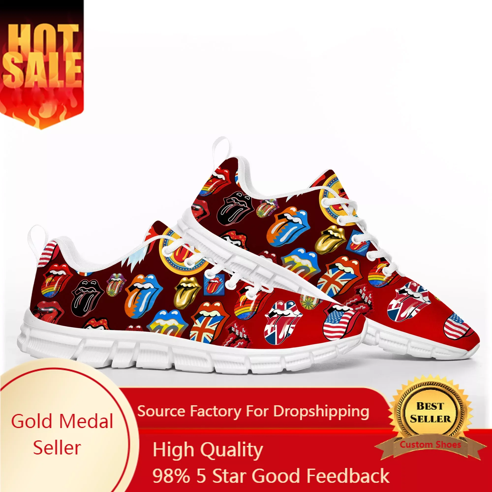 

Rock Band The Roll Stone Sports Shoes Mens Womens Teenager Kids Children Sneakers Custom High Quality Sneaker Couple White Shoe