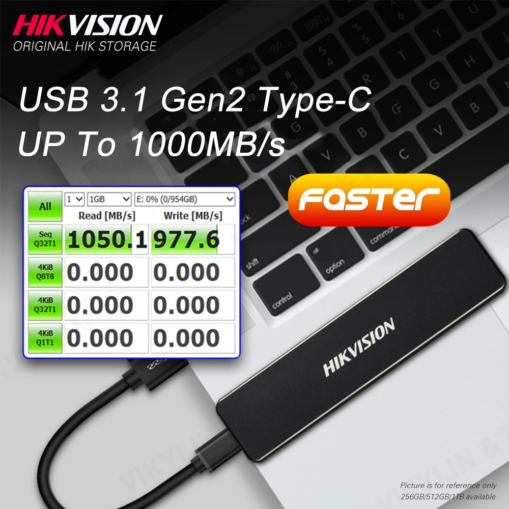 Hikvision-޴ SSD 512GB  SSD 1 ׶Ʈ ũ ̺, 256GB SSD USB3.1 cŸ Gen2 ָ Ʈ ũ ȭ pc