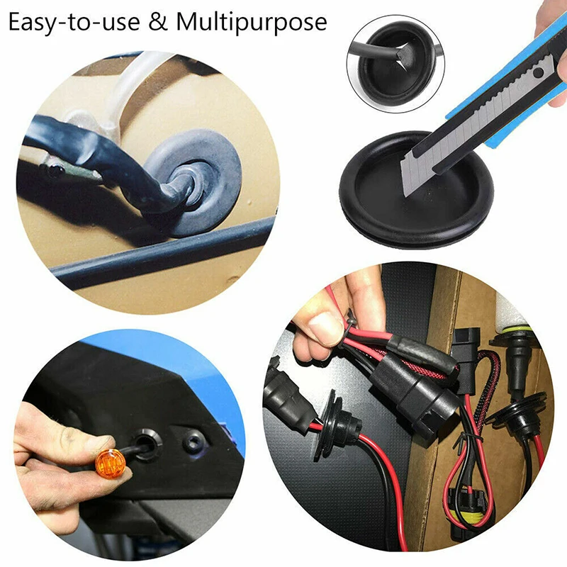 200pcs/Sets Waterproof Protect Wire Tool 7 Sizes Sealing Rubber Cables Grommet Kit Electrical Plugs Conductor Gasket Ring