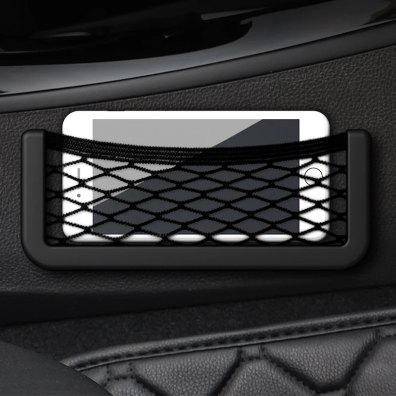 1Pcs 자동차 주최자 보관 가방 도요타 BMW 폭스 바겐 기아 혼다 현대 자동차 액세서리에 대한 자동 붙여 넣기 네트 포켓 전화 홀더