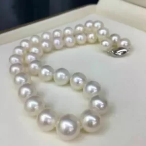 

GENUINE NATURAL AAAAA 9-10MM Australian south sea white pearl necklace 18"