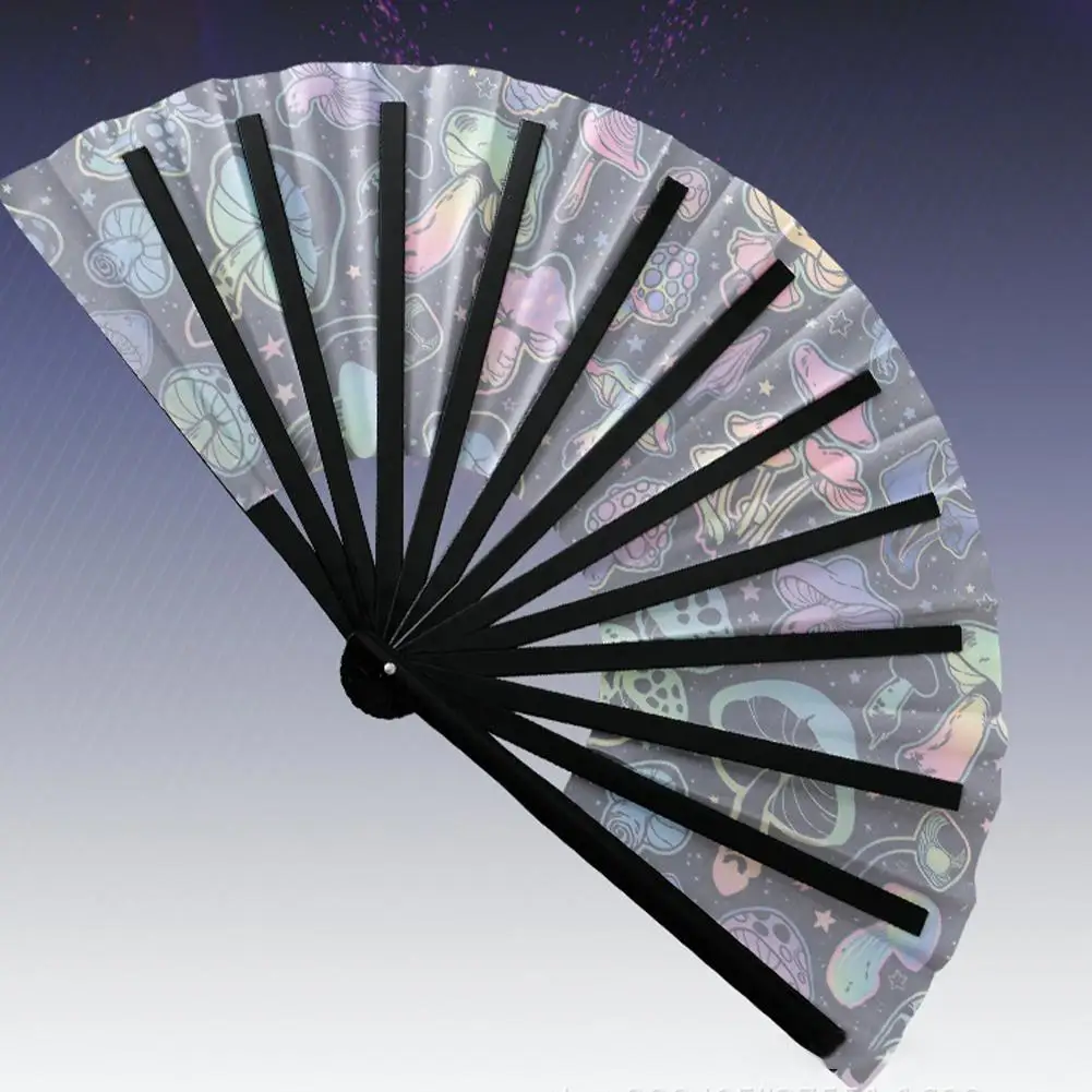 33cm Kung Fu Fan UV Printing Fluorescent Fan Bamboo Bone Fan Handheld Large Bamboo Fan Wall Decoration 4